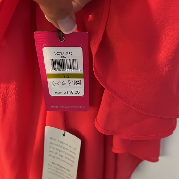 Vince Camuto Hot pink chiffon cape cocktail dress - Picture 4 of 13
